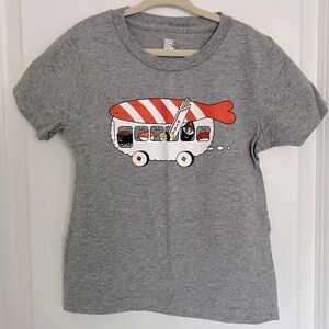 Design Tshirt Store Graniph Grey Japanese Sushi Graphic T-shirt Size 120cm (5-6)